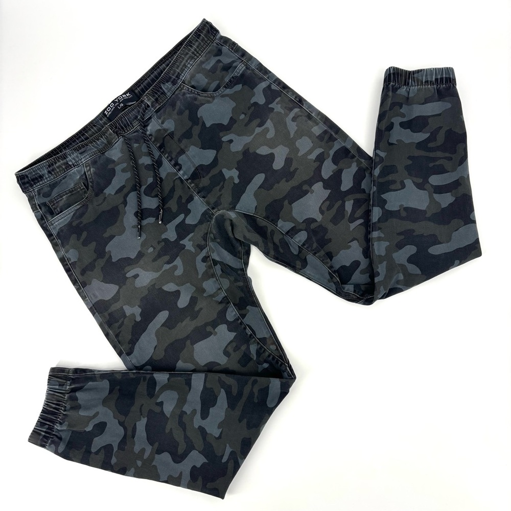 Zoo York Grey Camo Ankle Length Pull-On Cotton Jogger Pants, Large